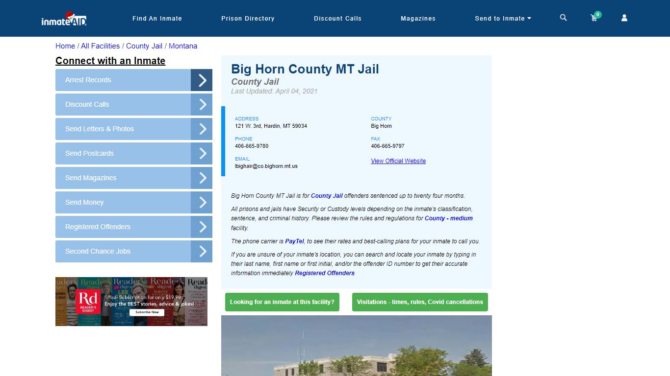 Big Horn County MT Jail - Inmate Locator - Hardin, MT